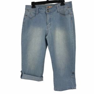 Womens Faded Glory 9947 Capri Crop Jeans Size 10 Roll Tab Hem Crop Flap Pockets